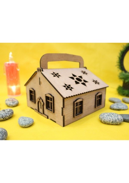 Ahşap Ev Tarzında Şık Kutu, Kahverengi Dekoratif Saklama Alanı