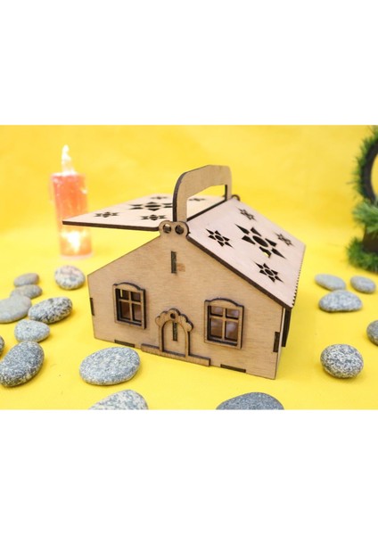 Ahşap Ev Tarzında Şık Kutu, Kahverengi Dekoratif Saklama Alanı fiyatları