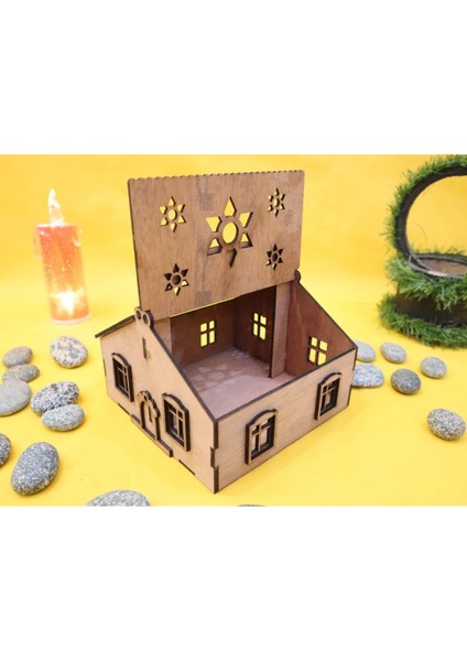 Ahşap Ev Tarzında Şık Kutu, Kahverengi Dekoratif Saklama Alanı modelleri