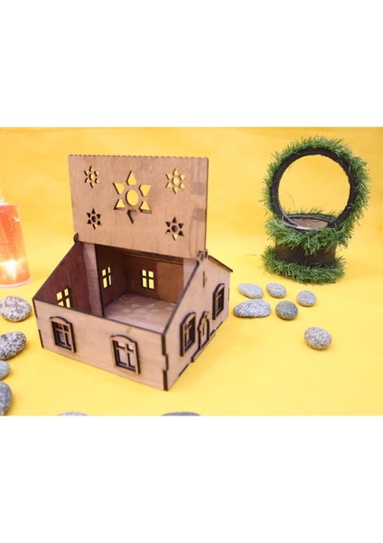 Ahşap Ev Tarzında Şık Kutu, Kahverengi Dekoratif Saklama Alanı fırsatları