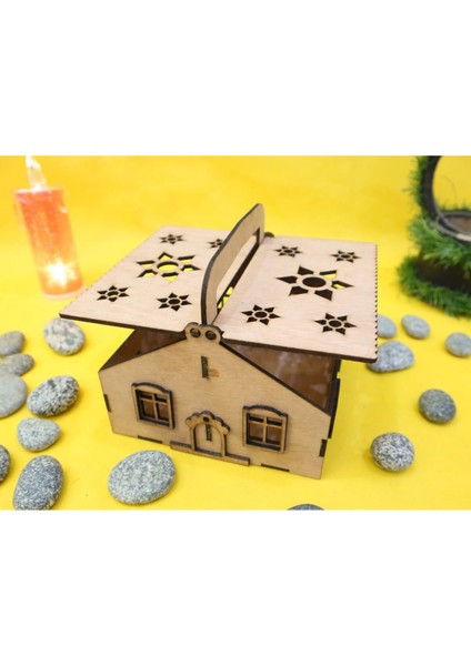 Ahşap Ev Tarzında Şık Kutu, Kahverengi Dekoratif Saklama Alanı indirimleri