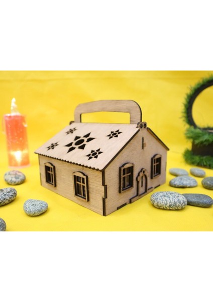 Ahşap Ev Tarzında Şık Kutu, Kahverengi Dekoratif Saklama Alanı