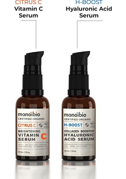 Organik Sertifikalı Hyalüronik Asit - Vitamin C Serum Seti - Vegan Gece Gündüz Serumu fiyatları