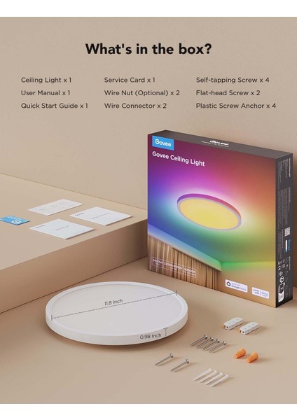 Akıllı Rgbıc LED Tavan Lambası 30CM - 2400LM, Alexa & Google Asistan Uyumlu, Rgbww Renkli Aydınlatma, 16M Renk, Ayarlanabilir Işık, Uygulama Kontrollü fırsatları