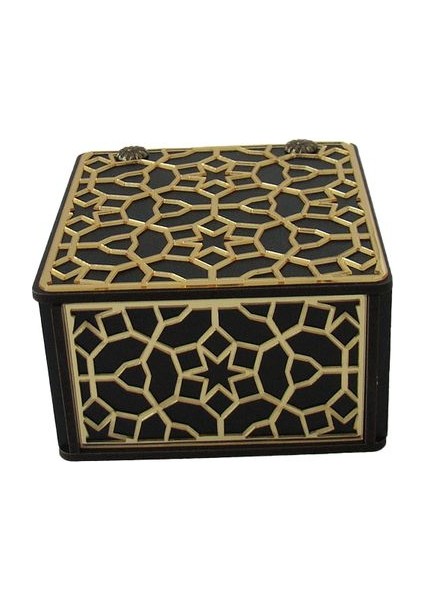 Ahşap ve Gold Pleksi Detaylı Takı, Saat ve Kol Düğmesi Kutusu Siyah modelleri