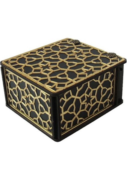 Ahşap ve Gold Pleksi Detaylı Takı, Saat ve Kol Düğmesi Kutusu Siyah fırsatları