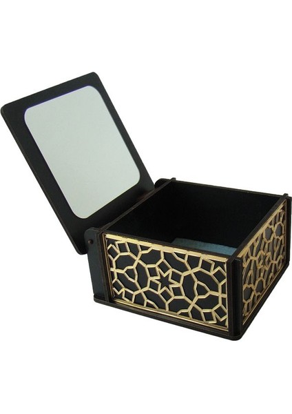 Ahşap ve Gold Pleksi Detaylı Takı, Saat ve Kol Düğmesi Kutusu Siyah indirimleri