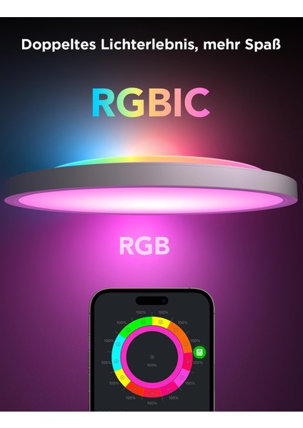 Akıllı Rgbıc LED Tavan Lambası 30CM - 2400LM, Alexa & Google Asistan Uyumlu, Rgbww Renkli Aydınlatma, 16M Renk, Ayarlanabilir Işık, Uygulama Kontrollü modelleri