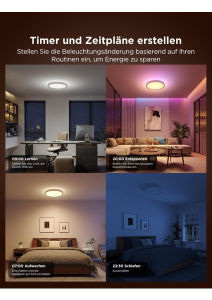 Akıllı Rgbıc LED Tavan Lambası 30CM - 2400LM, Alexa & Google Asistan Uyumlu, Rgbww Renkli Aydınlatma, 16M Renk, Ayarlanabilir Işık, Uygulama Kontrollü