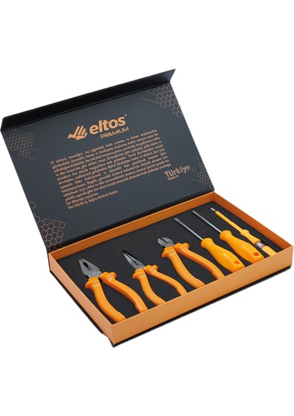 Eltos Premıum Set 6 Parça Pense,yan Keski,kargaburnu,yıldız ve Düz Tornavida,kontrol Kalemi