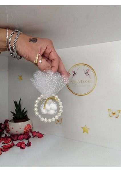 Incili Bademli Şekerli Halka Söz, Nişan, Düğün, Kına, Nikah,hediyelik -15 Adet