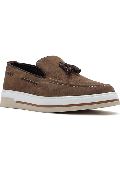 Erkek Vizon Süet Deri Casual Loafer 25SFD680410