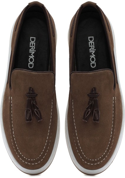 Erkek Vizon Süet Deri Casual Loafer 25SFD680410