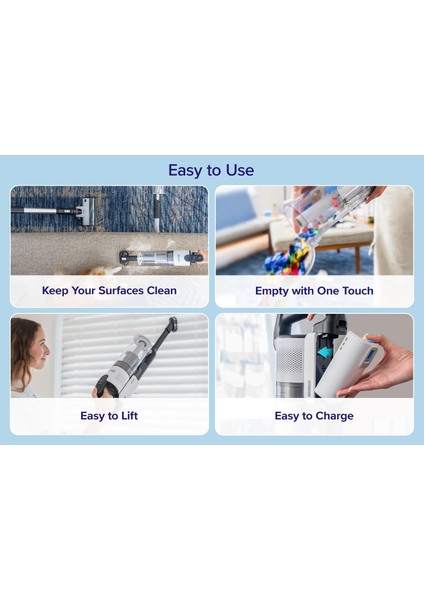 Kablosuz Şarjlı Dikey Süpürge - Hayvan Tüyü Başlıklı, 4'ü 1 Arada, Hepa Filtreli, 50 Dakika Çalışma Süresi, Anti-Tıkanmma Teknolojili