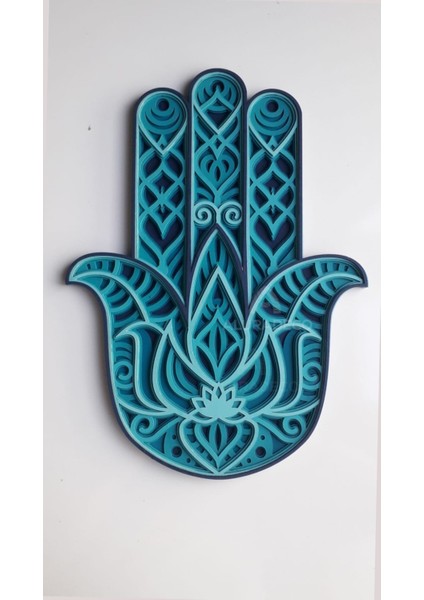 Duvar Dekoru Lotus Motifli Turkuaz Fatma'nın Eli Ahşap Duvar Süsü fiyatları