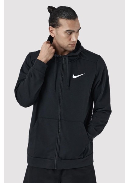 Dri-Fıt Full Zip Erkek Siyah Kapüşonlu Sweatshirt