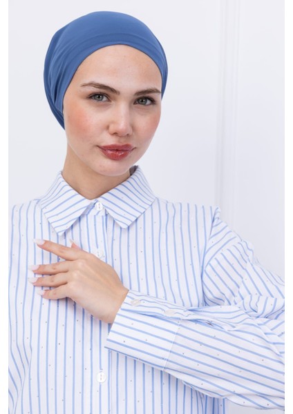 Çizgili Taşlı Tunik Gömlek