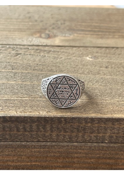 Ayarlanabilir Ölçü 925 Ayar Gümüş Kaplama Hz Süleyman Mührü Tasarım Yüzük