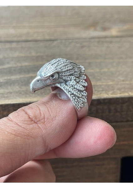 Ayarlanabilir Ölçü 925 Ayar Gümüş Kaplama Kartal Başı Tasarım Yüzük