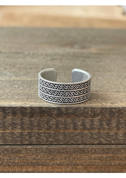 Ayarlanabilir Ölçü 925 Ayar Gümüş Kaplama Klasik Desen Işçilikli Tasarım Yüzük
