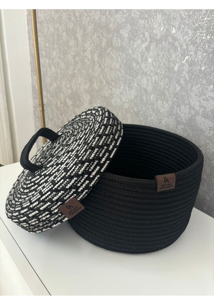 El Dokuma Jüt Hasır Kapaklı Çok Amaçlı Sepet, Şık ve Kullanışlı, 25X15 Boyut