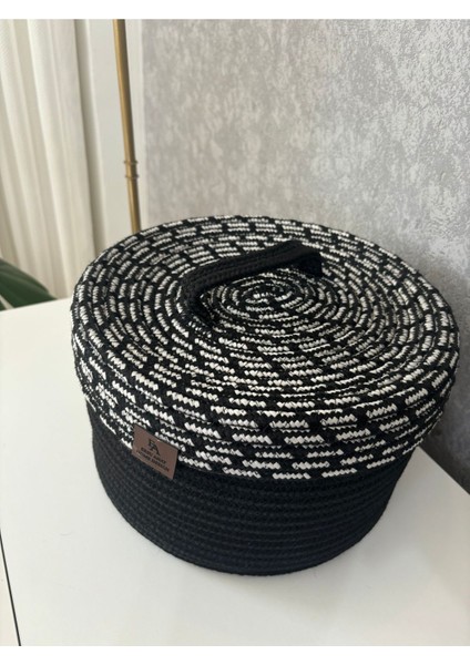 El Dokuma Jüt Hasır Kapaklı Çok Amaçlı Sepet, Şık ve Kullanışlı, 25X15 Boyut