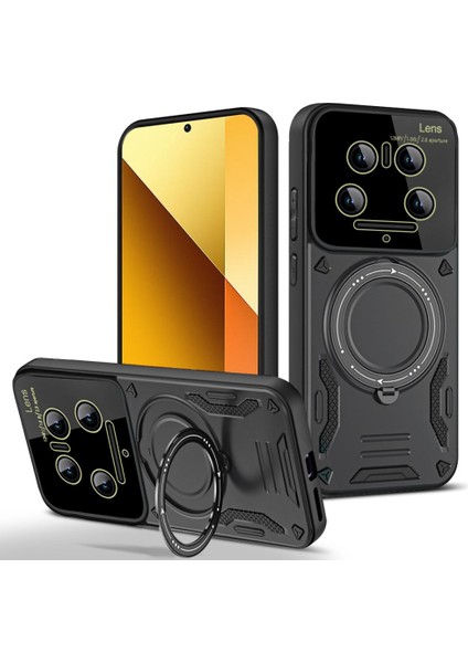Xiaomi Mi 14 Ultra Kılıf Kamera Lens Korumalı Halka Standlı Kapak Magsafe Destekli