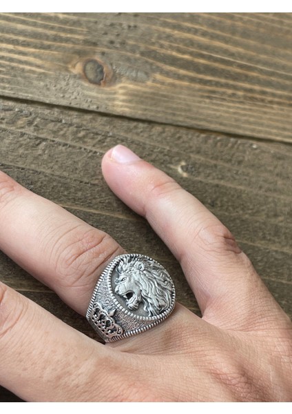 Ayarlanabilir Ölçü 925 Ayar Gümüş Kaplama Aslan Işlemeli Tasarım Yüzük modelleri