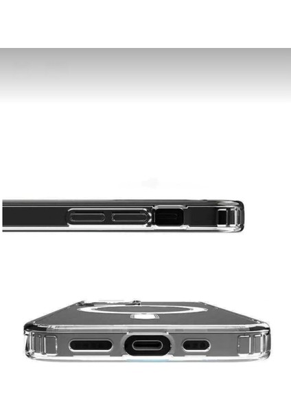 iPhone 14 Pro Uyumlu Kılıf Gerçek Magsafe Kablosuz Şarj Destekli Orta Sert Şeffaf Darbe Emici Kılıf