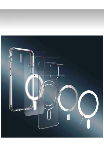 iPhone 14 Pro Uyumlu Kılıf Gerçek Magsafe Kablosuz Şarj Destekli Orta Sert Şeffaf Darbe Emici Kılıf