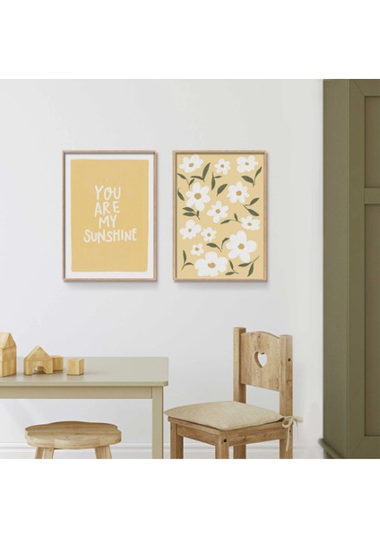 Mc Home Art Doğal Ahşap Çerçeveli Uv Baskı 2'li Sarı Çiçek Desenli Tablo Seti – Modern & Şık Duvar Dekoru fiyatları