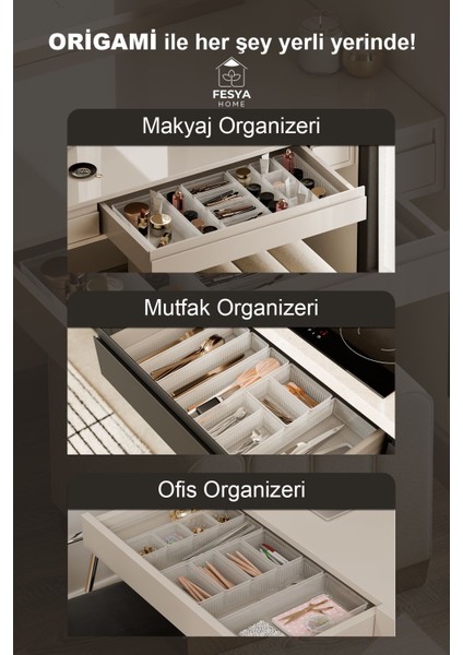 8'li Çok Renkli Çekmece Içi Düzenleyici Saklama Kutusu Seti fırsatları