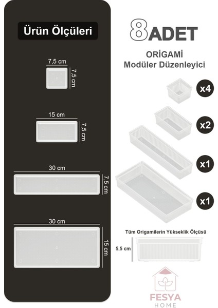 8'li Çok Renkli Çekmece Içi Düzenleyici Saklama Kutusu Seti indirimleri