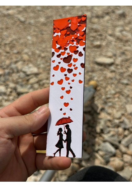 Aşk Yağmuru – Kabartmalı 3D Renkli Romantik Kitap Ayracı (3,5 x 15 Cm, Pla)