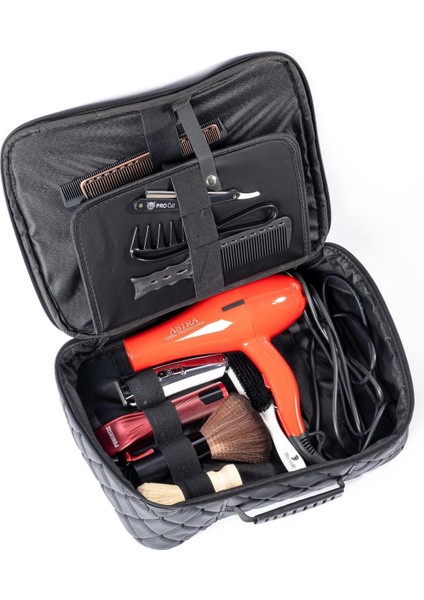 Şık Kapitone Deri Malzeme Çantası, Siyah, Kuaför ve Berber Kullanımı Için Perfect fırsatları