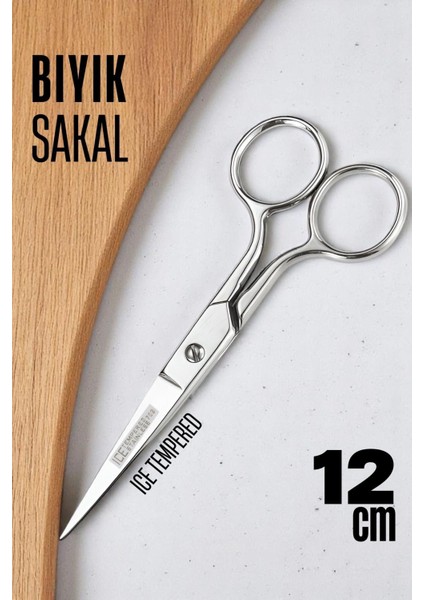 Paslanmaz Çelik Bıyık Sakal Düzeltme Makası, 12 Cm, Güçlü ve Hassas Kesim