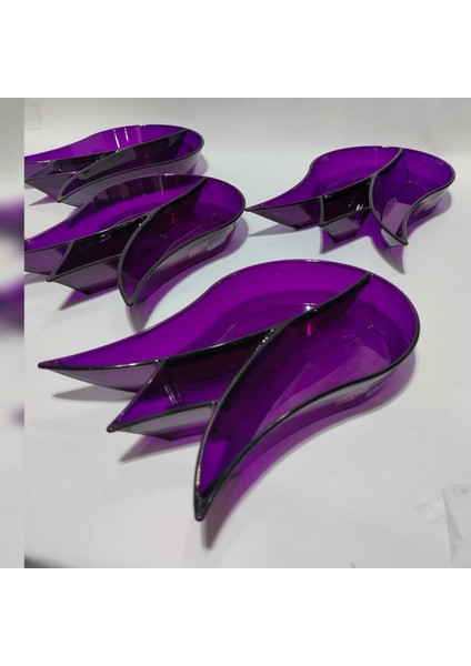5 Parça Lale Şeklinde Mor Renkli Plastik Çerezlik