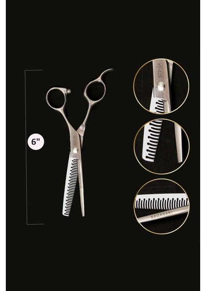 6" Profesyonel Kuaför Efile (Ara) Makası No 60, Kesim ve Şekillendirme Aracı