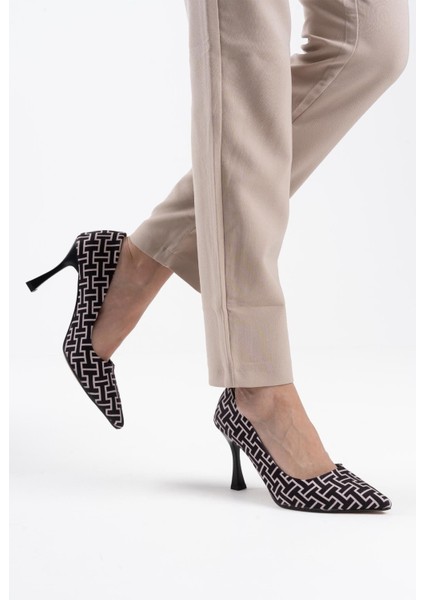 Kelsey Premium Kadın Siyah Desenli Stiletto modelleri