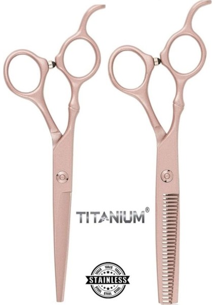 Gül Kurusu Mat Titanium Saç Makas Seti, Profesyonel Salon Kullanımı Için Ideal