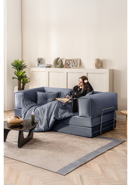 Legom 2 Kişilik Yorganlı Aktivite Koltuk & Açılabilir Yatak & Çok Amaçlı Modern Sünger Koltuk