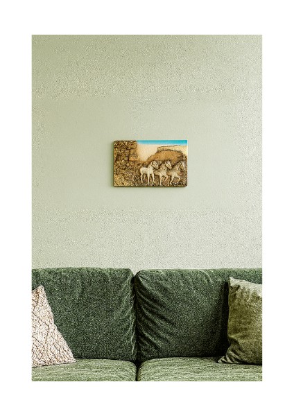 Rölyef Kabartma Polyester At Arabası Duvar Panosu