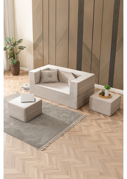 Neo Çift Kişilik Açılır Koltuk & Çift Kişilik Puflu & Uzanma Koltuğu & Silinebilir Çok Amaçlı