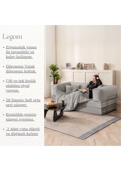 Legom 2 Kişilik Yorganlı Aktivite Koltuk & Açılabilir Yatak & Çok Amaçlı Modern Sünger Koltuk fırsatları