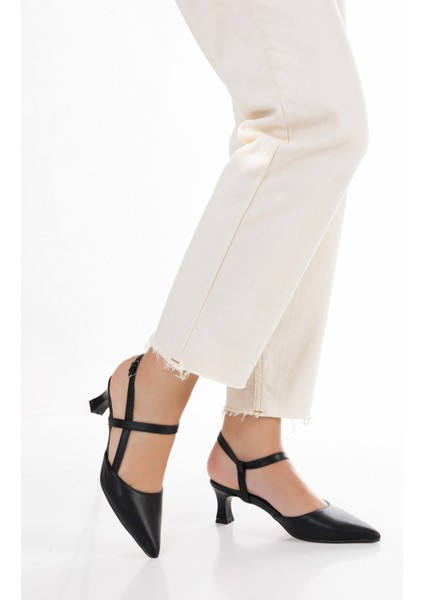 Kadın Siyah Yeni Sezon Çapraz Model Topuklu Ayakkabı Günlük ve Özel Gün fiyatları