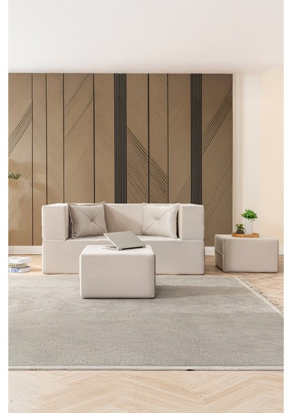 Neo Çift Kişilik Açılır Koltuk & Çift Kişilik Puflu & Uzanma Koltuğu & Silinebilir Çok Amaçlı