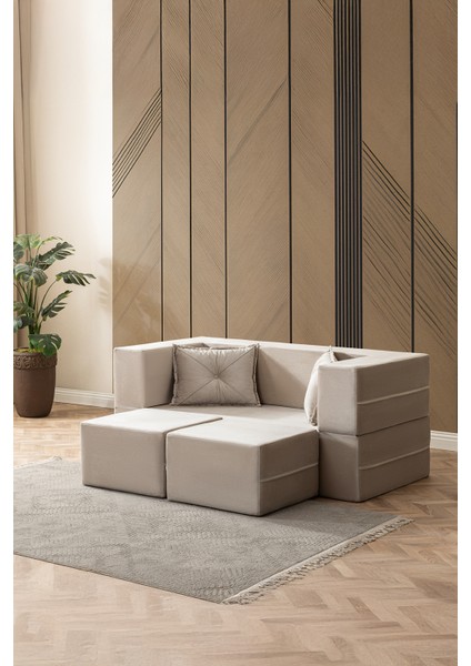 Neo Çift Kişilik Açılır Koltuk & Çift Kişilik Puflu & Uzanma Koltuğu & Silinebilir Çok Amaçlı