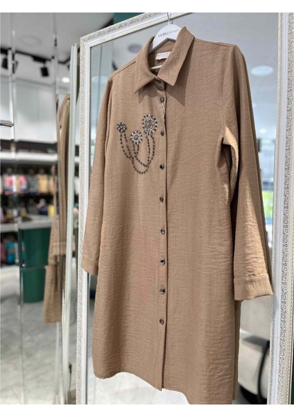Yelda Keten Tunik 1059 - Vizon - 50