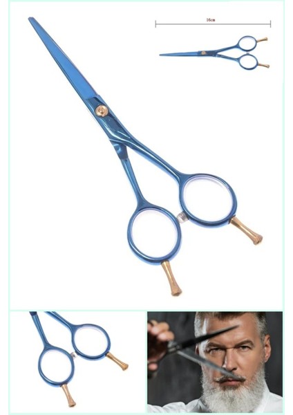 Çift Parmak Ayarlanabilir Çelik Mavi Düz Uçlu Kuaför Makası