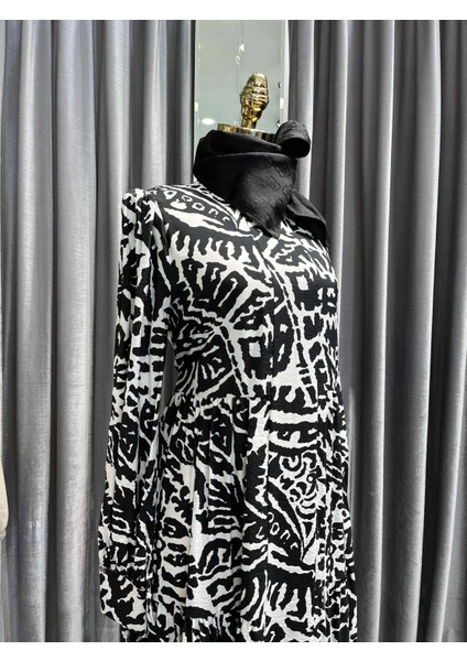 Zühre Muse Elbise - Siyah-Beyaz - 42